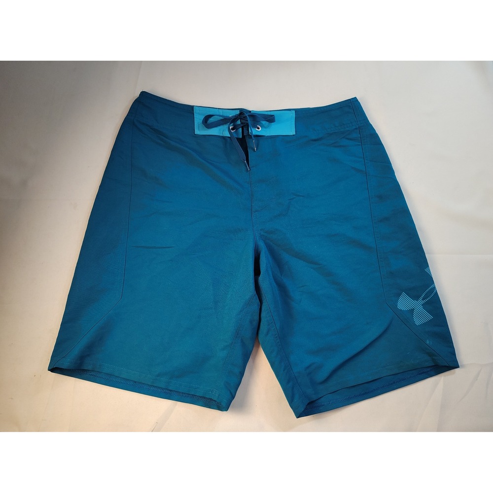 Under Armour HeatGear Board Shorts Mens Swim Trunks Teal Blue Loose Fit‎ Surf 34